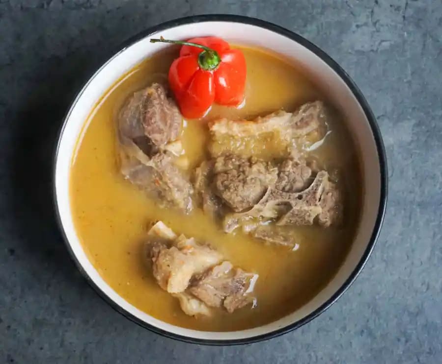 A serving of our authentic beef pepper soup