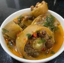 A serving of Cow tail Pepper soup